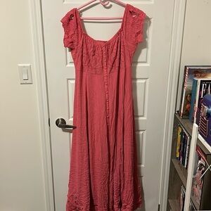 Pink Boho Torrid Maxi Dress with Buttons